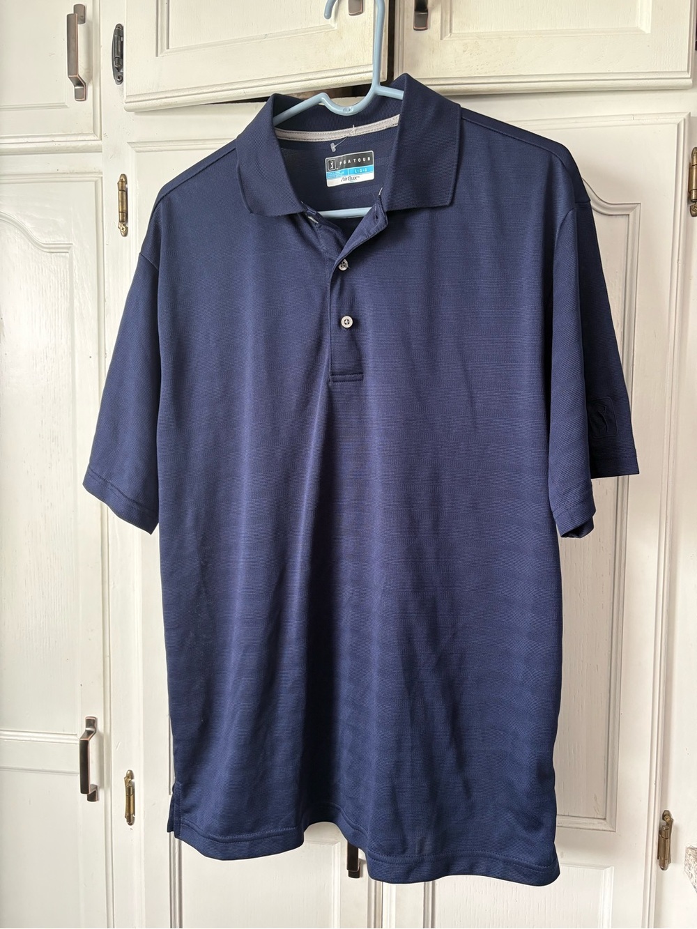 PGA Tour Navy Polo Shirt with Two-Button Placket